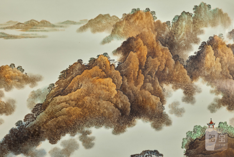 一九九三年 彩繪山景瓷板 | A LARGE POLYCHROME ENAMEL PORCELAIN PLAQUE - 图11